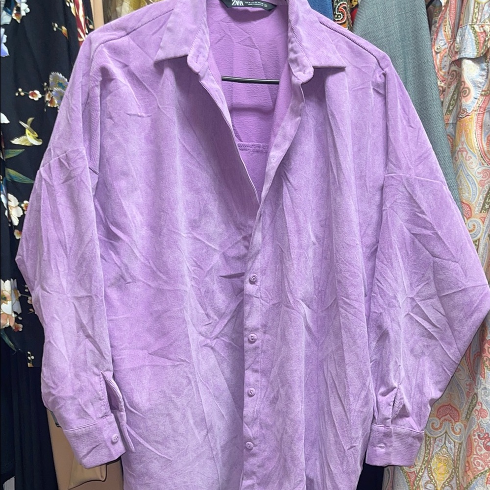Zara Lavender Button-Up Shirt